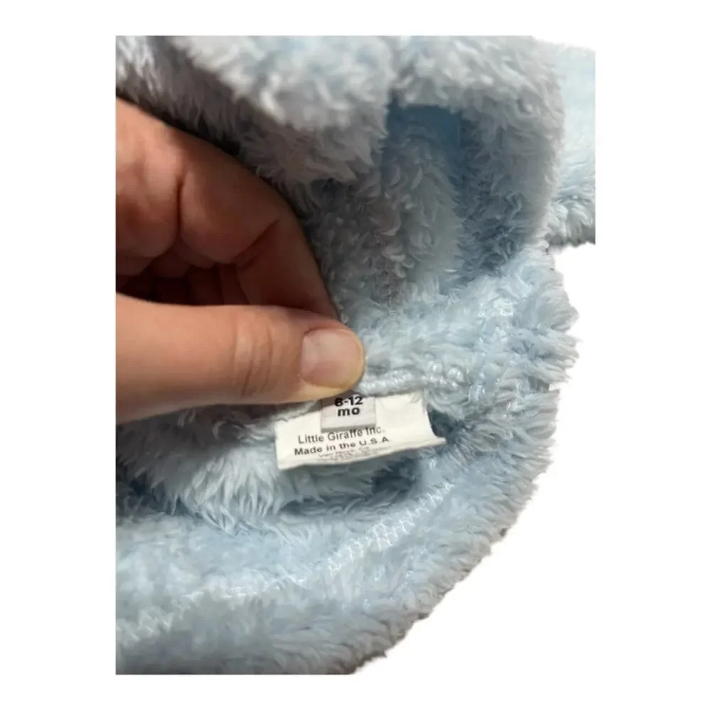 Little Giraffe baby blue soft plush jacket with pockets INFANT SIZE 6-12 months